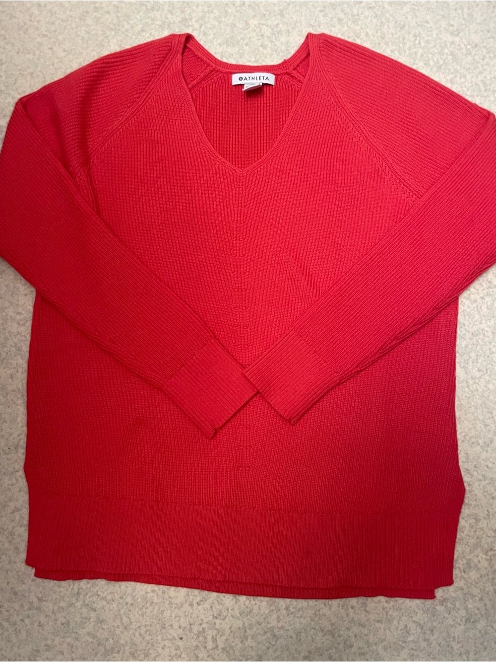 Athleta Women's V-Neck Coral Knit Sweater